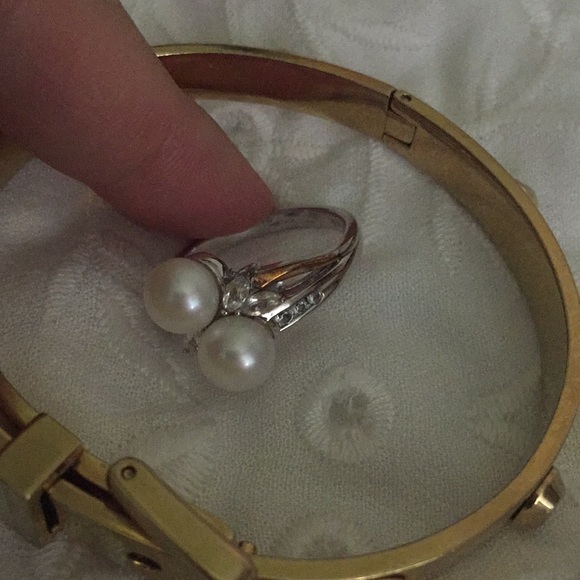 Faux pearl zirconia 14k ring - Picture 6 of 8